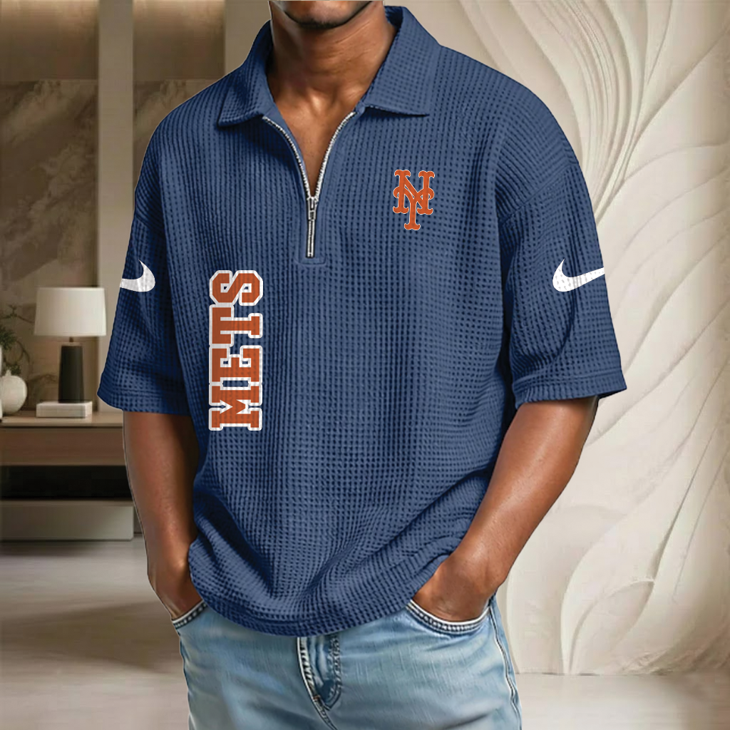 MLB x NYM Baseball Waffle Half-Zip Polo Shirt HLP HLPHUONG