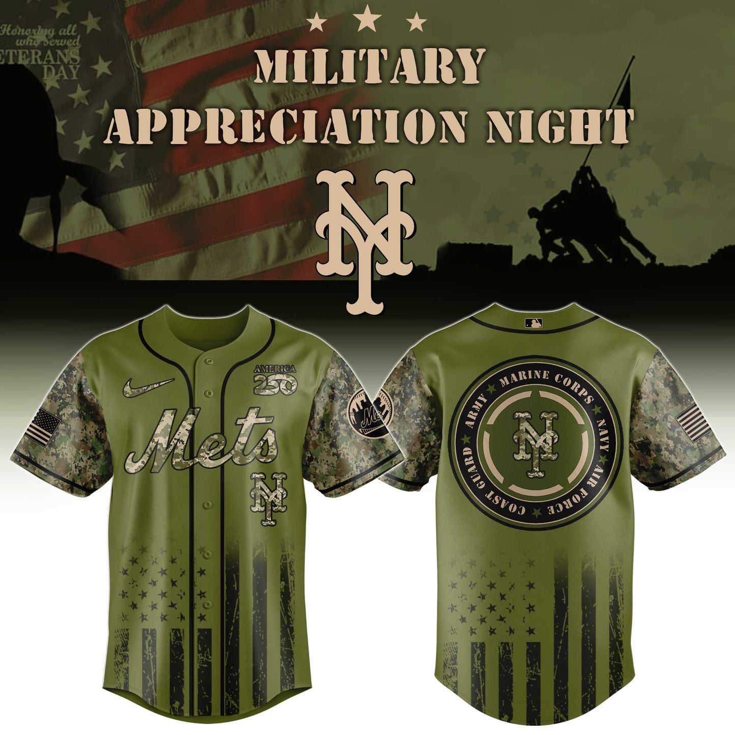 MLB x NYM Military Baseball Jersey HLP HLPHUONG