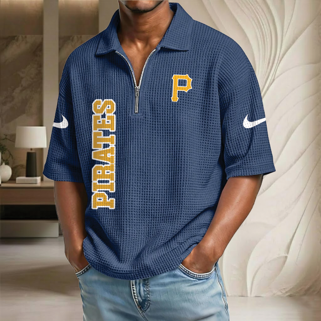 MLB x PIT Baseball Waffle Half-Zip Polo Shirt HLP HLPHUONG