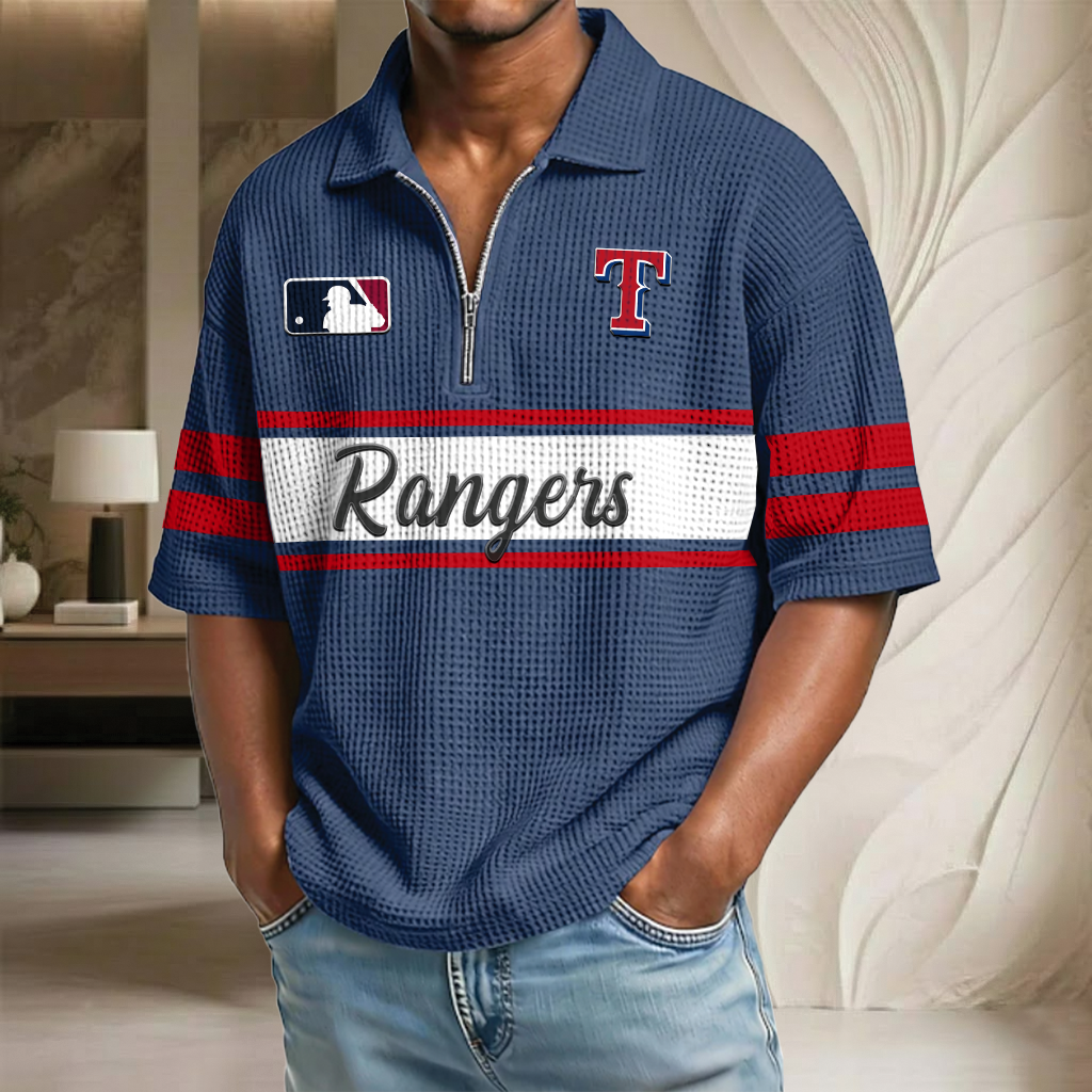 MLB x TEX Baseball Waffle Half-Zip Polo Shirt HLP HLPHUONG