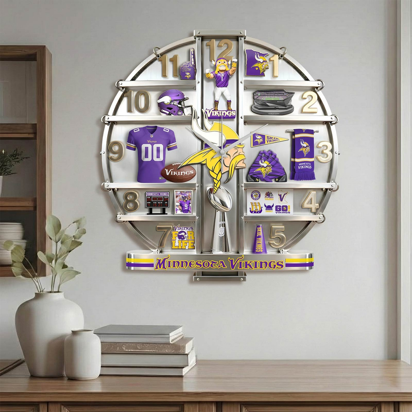 MV x NFL Home Decorative 3D Visual Effect Acrylic Wall Clock NAK CTKT