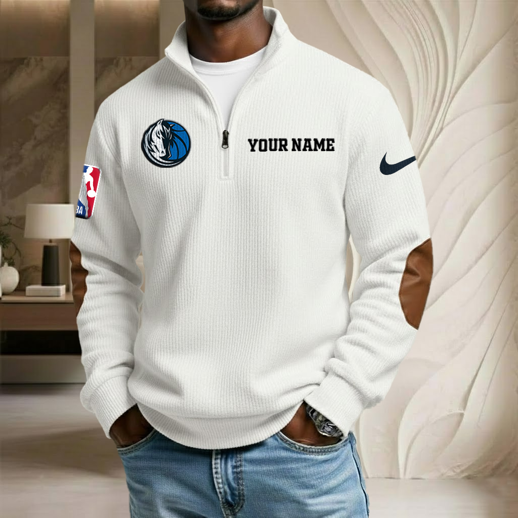 NBA x DAL Custom Name Stand Collar Half-zip Sweatshirt HLP HLPHUONG