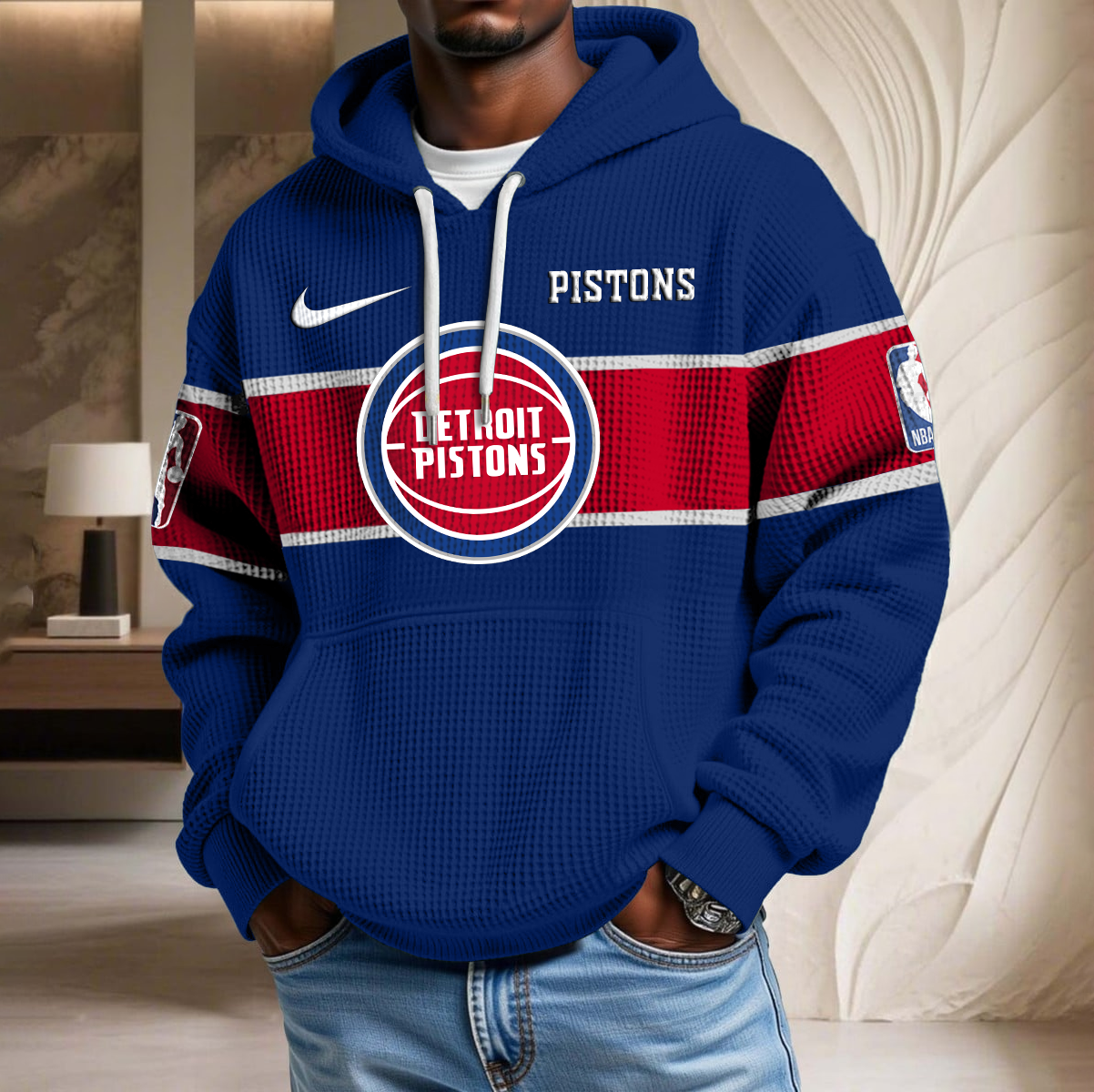 NBA x DET Basketball Waffle Hoodie HLP HLPHUONG
