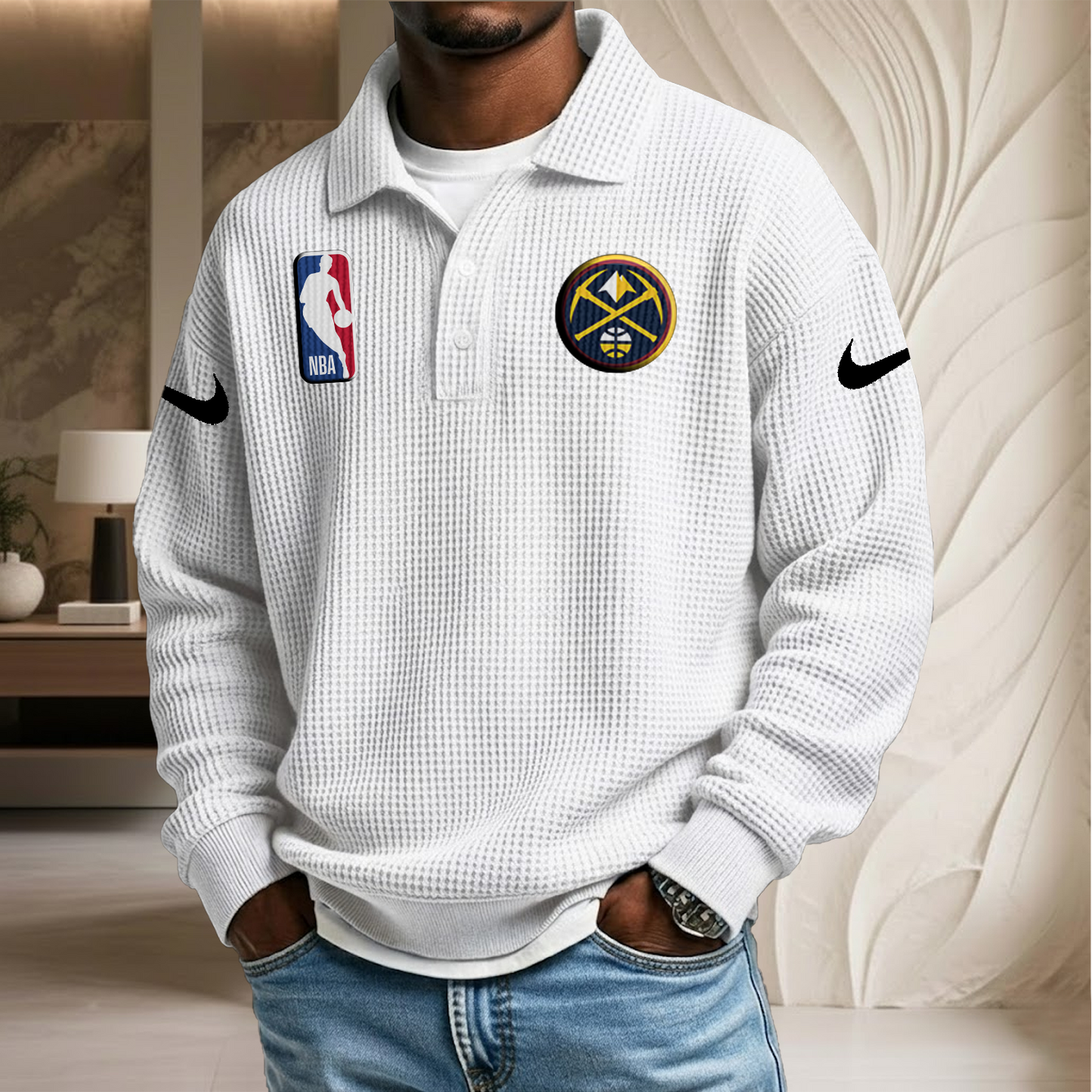 NBA x DN Waffle Three Button Lapel Polo HLP HLPHUONG