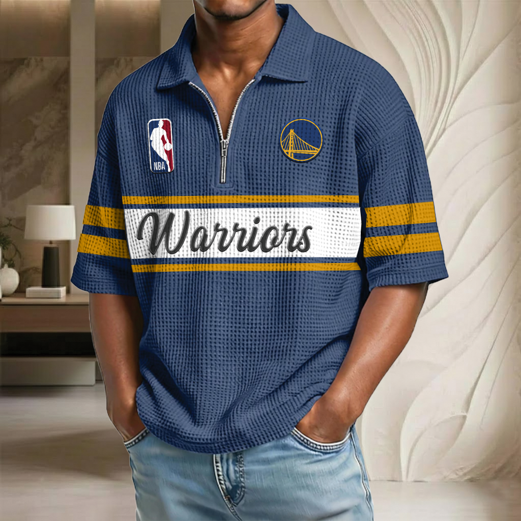 NBA x GSW Basketball Waffle Half-Zip Polo Shirt HLP HLPHUONG
