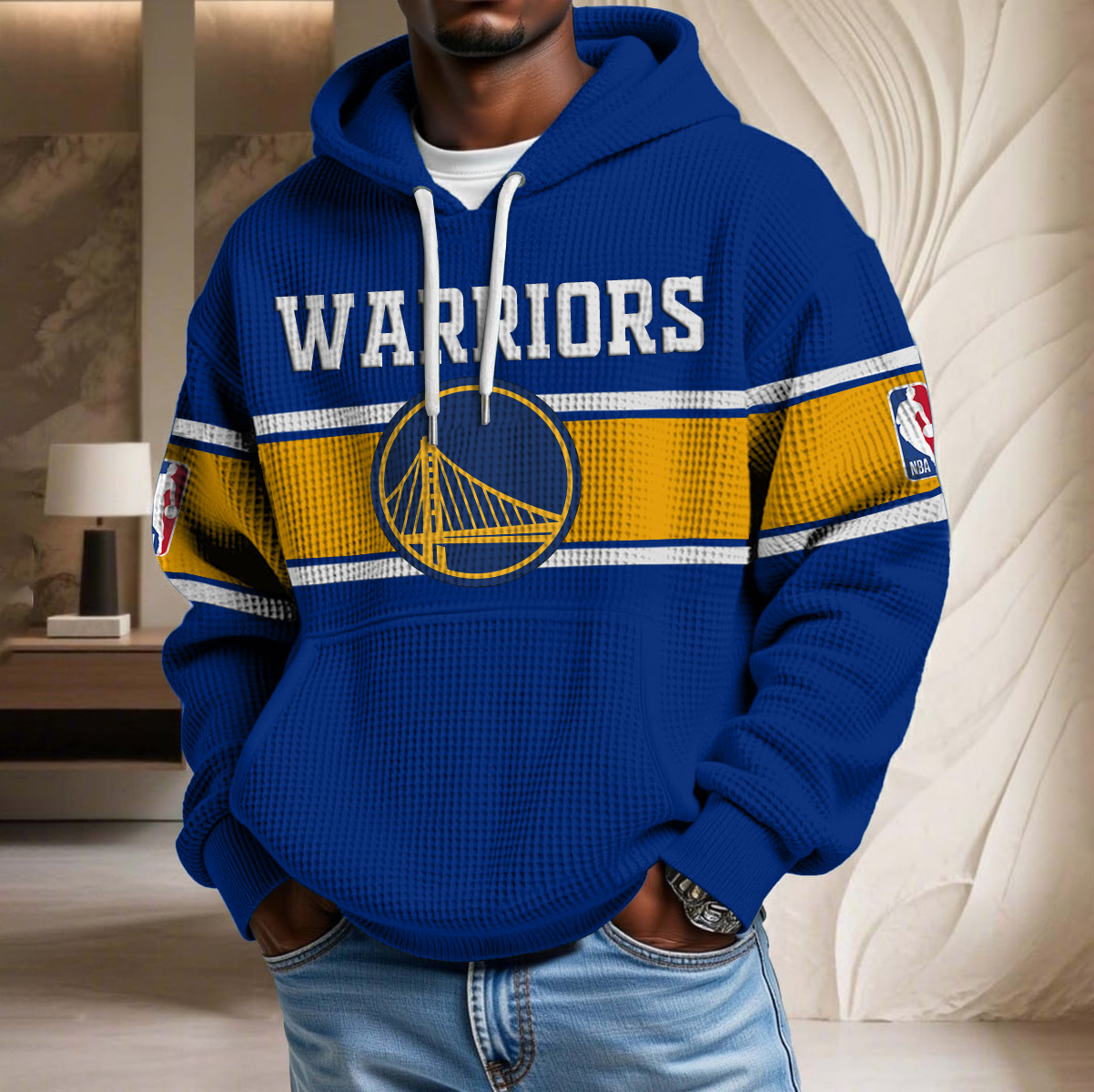 NBA x GSW Waffle Hoodie HLP HLPHUONG