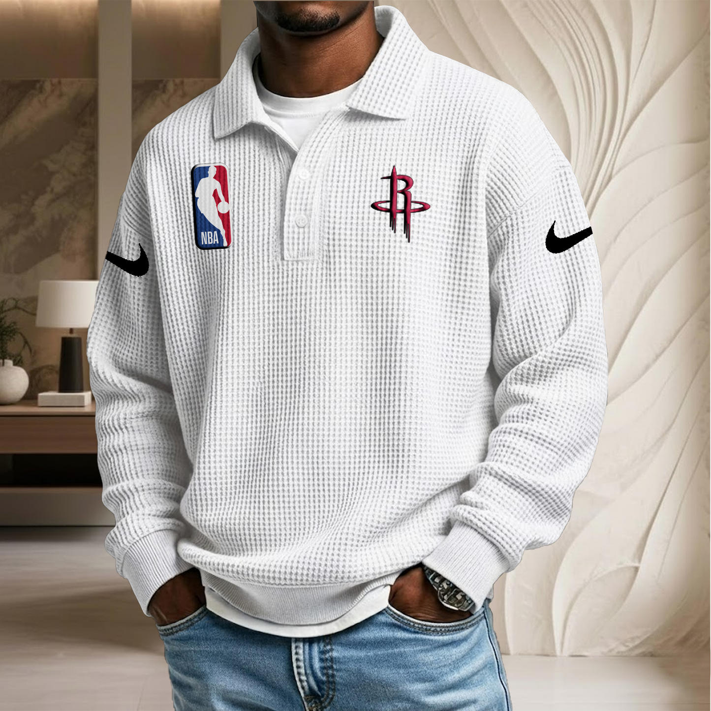NBA x HR Waffle Three Button Lapel Polo HLP HLPHUONG