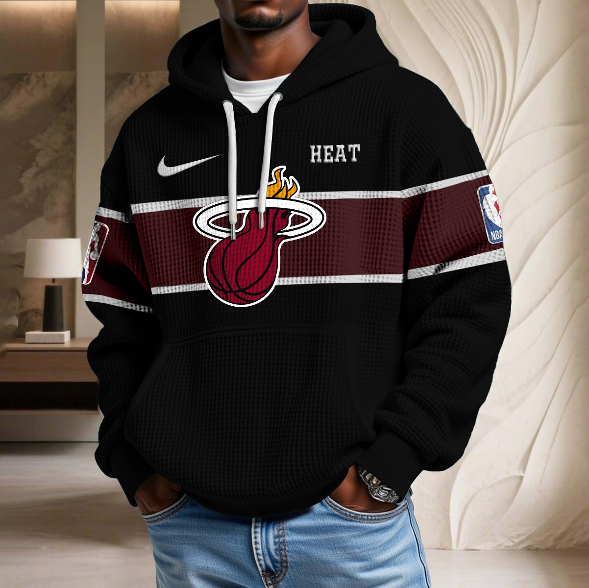 NBA x MIA Basketball Waffle Hoodie HLP HLPHUONG