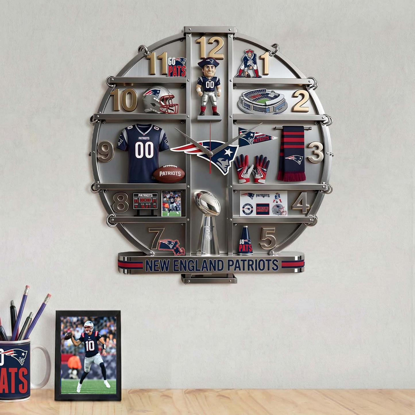 NEP x NFL Home Decorative 3D Visual Effect Acrylic Wall Clock NAK CTKT