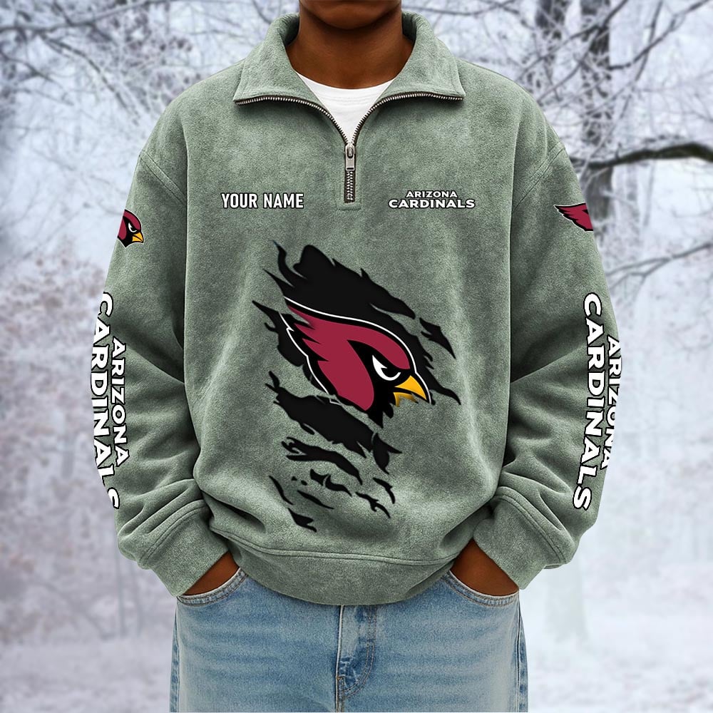 NFL x ARI Custom Name Half-zip Collar Suede Sweatshirt HLP HLPHUONG