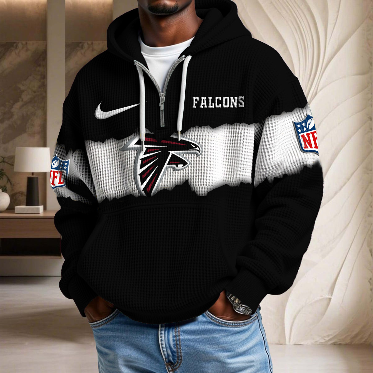 NFL x ATL Crack Waffle Half Zip Hoodie HLP HLPHUONG