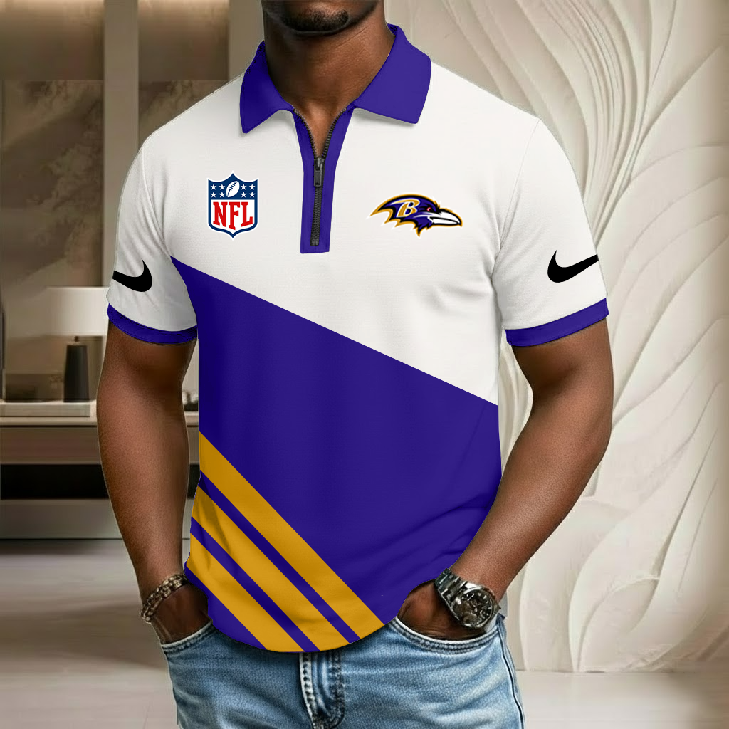 NFL x BAL Sport Zip Polo Golf Shirt HLP HLPHUONG