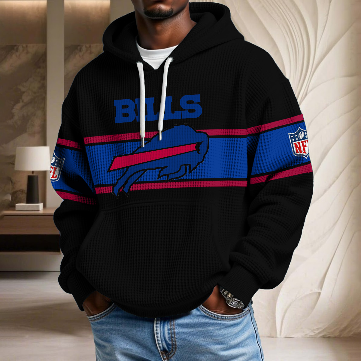 NFL x BUF Black Version Waffle Hoodie HLP HLPHUONG