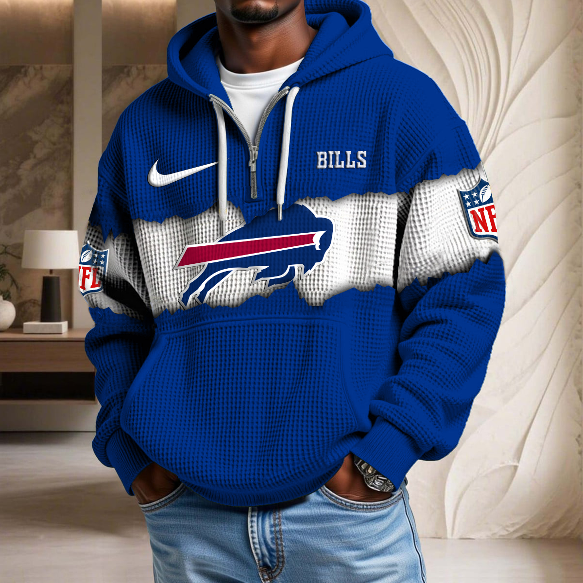 NFL x BUF Crack Waffle Half Zip Hoodie HLP HLPHUONG