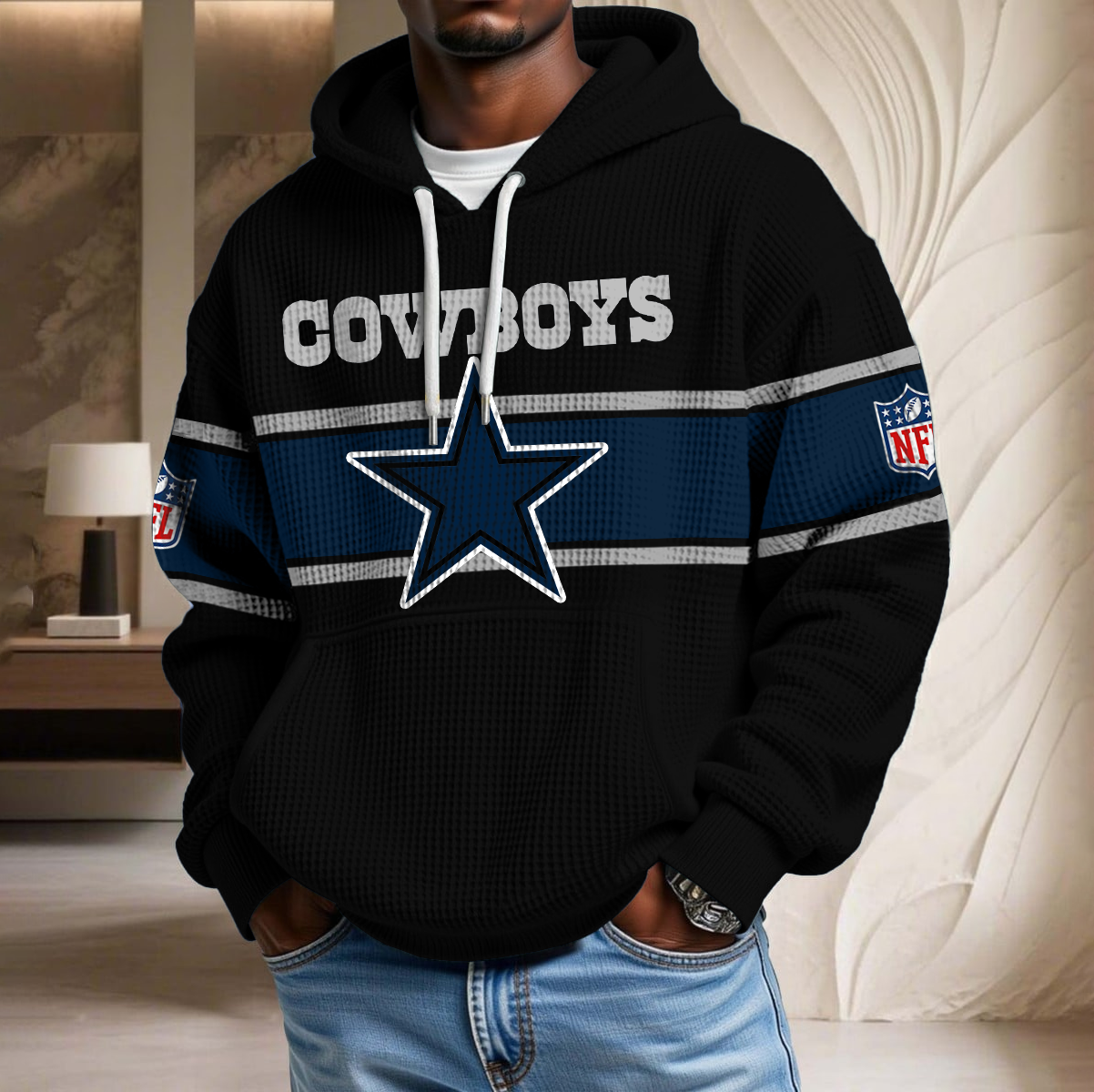 NFL x DAL Black Version Waffle Hoodie HLP HLPHUONG