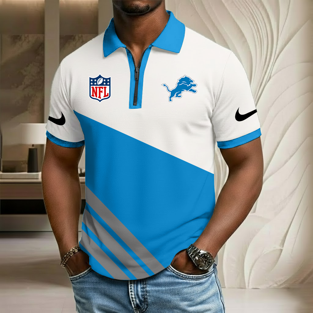 NFL x DET Sport Zip Polo Golf Shirt HLP HLPHUONG