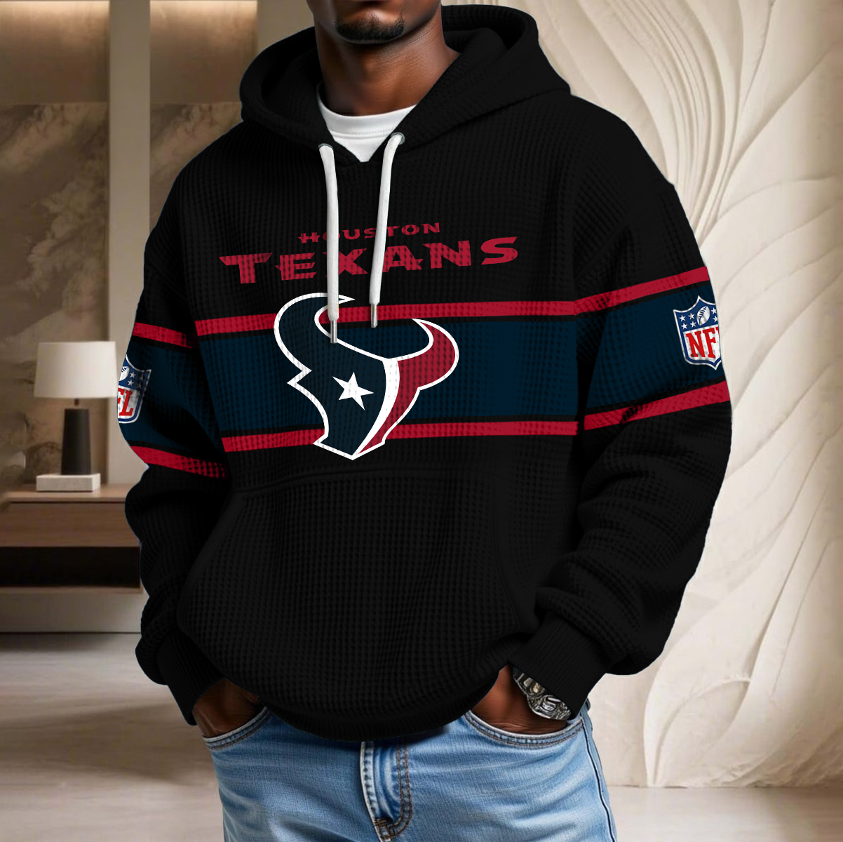 NFL x HOU Black Version Waffle Hoodie HLP HLPHUONG