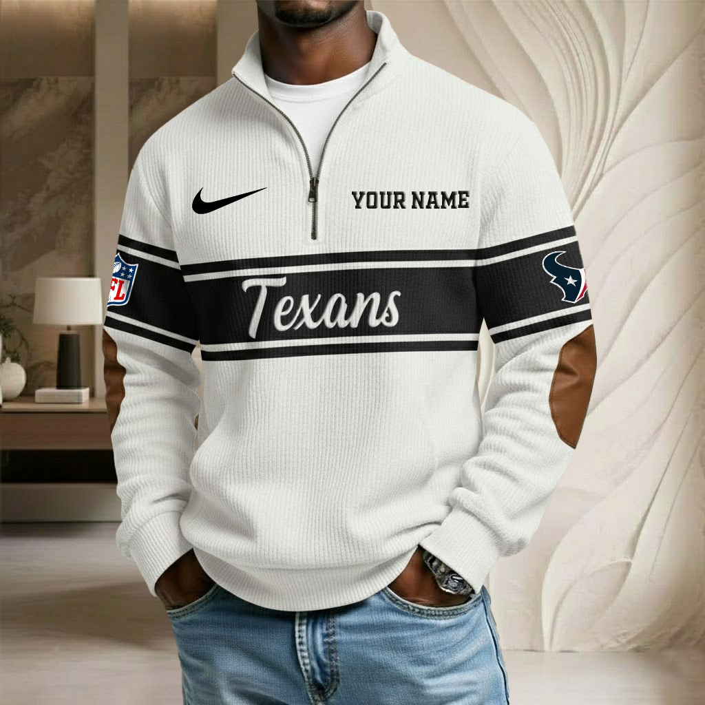 NFL x HOU Custom Name Stand Collar Half-zip Sweatshirt HLP HLPHUONG