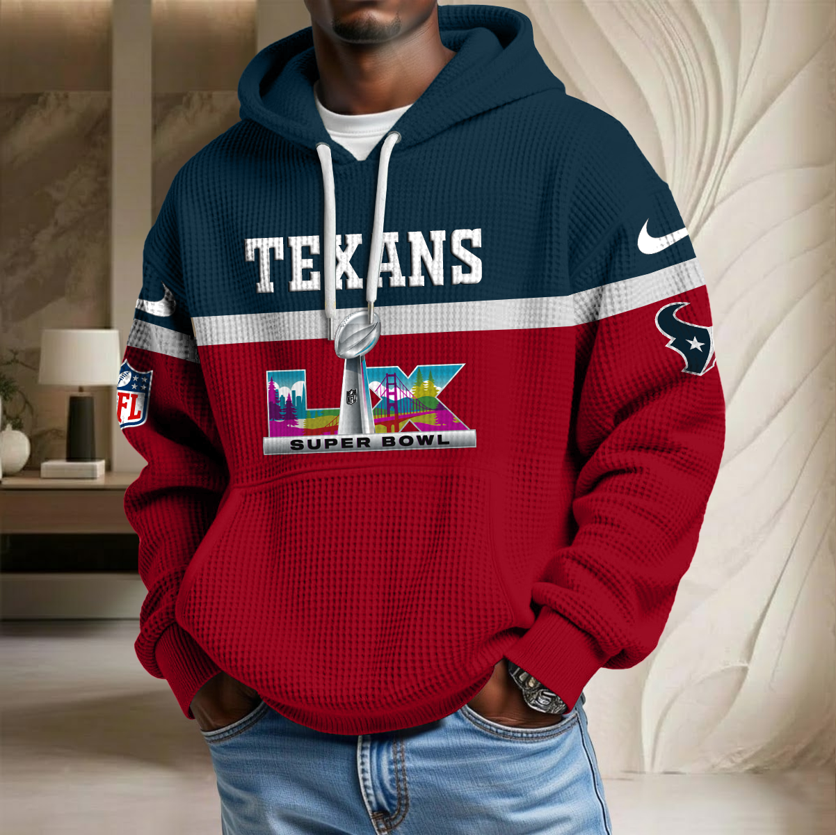 NFL x HOU SB LX Waffle Hoodie HLP HLPHUONG