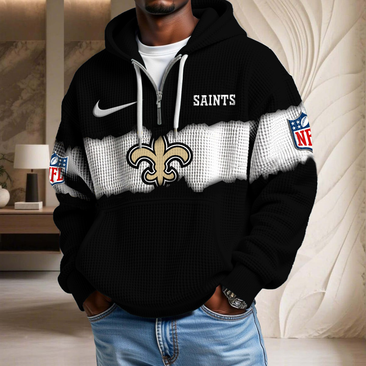 NFL x NO Crack Waffle Half Zip Hoodie HLP HLPHUONG