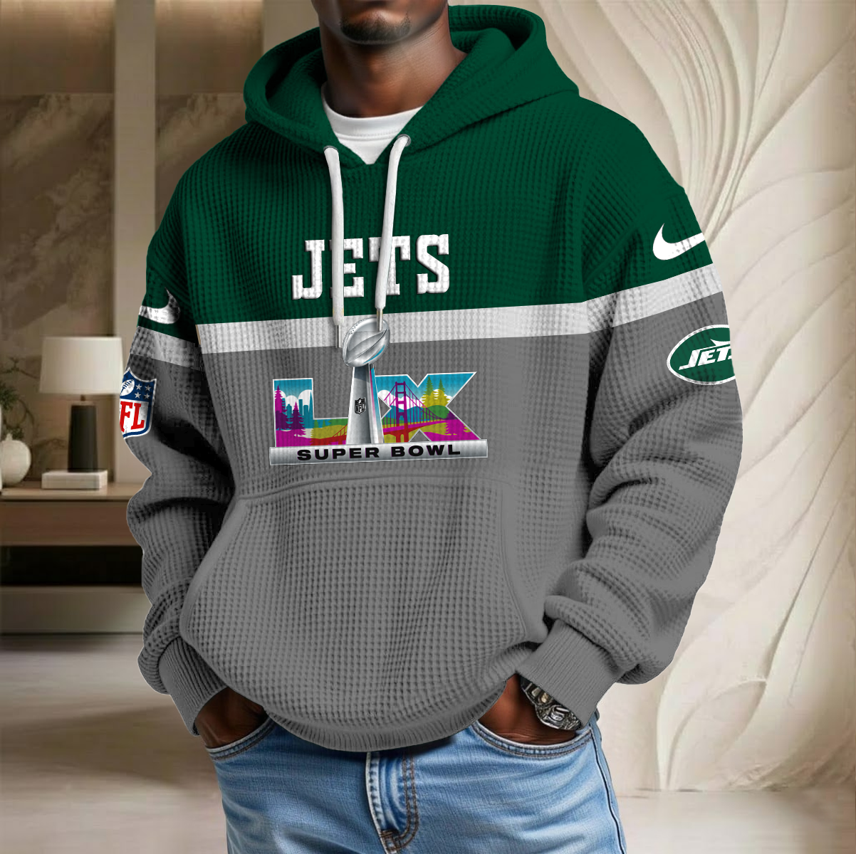 NFL x NYJ SB LX Waffle Hoodie HLP HLPHUONG