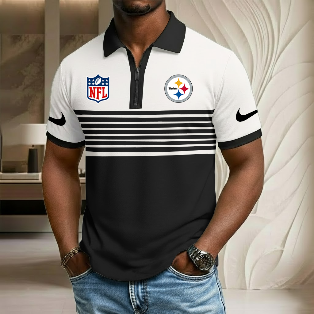 NFL x PIT Sport Zip Polo Golf Shirt HLP 250226 HLPHUONG