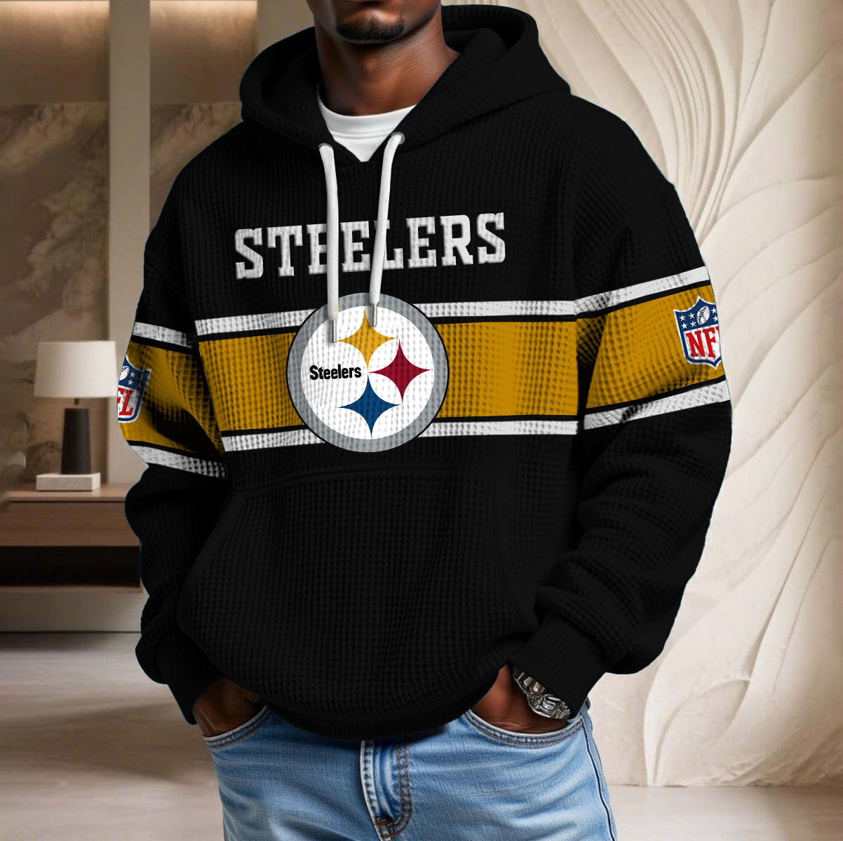 NFL x PIT Waffle Hoodie HLP HLPHUONG