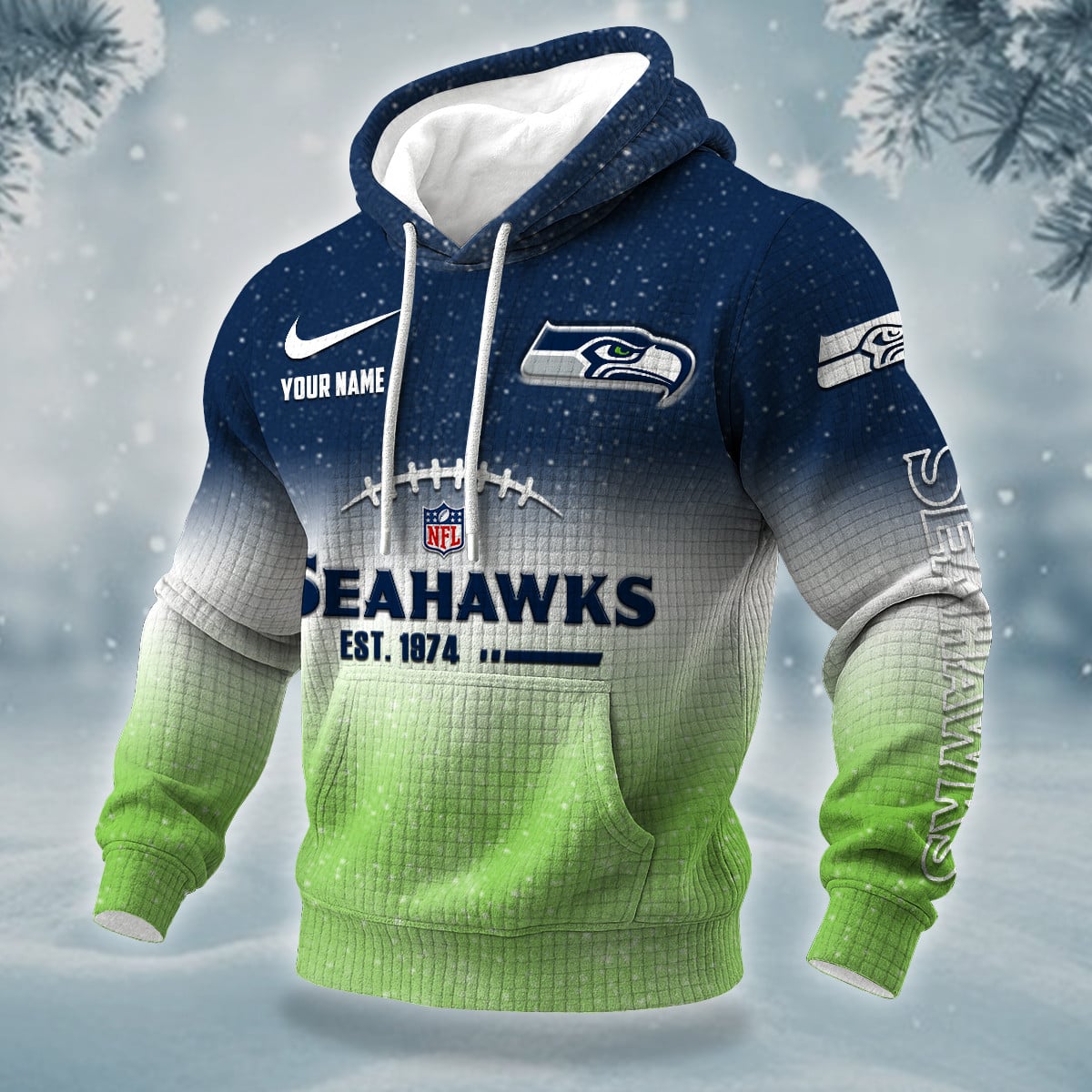 NFL x SEA Personalized Name Waffle Hoodie HLP HLPHUONG