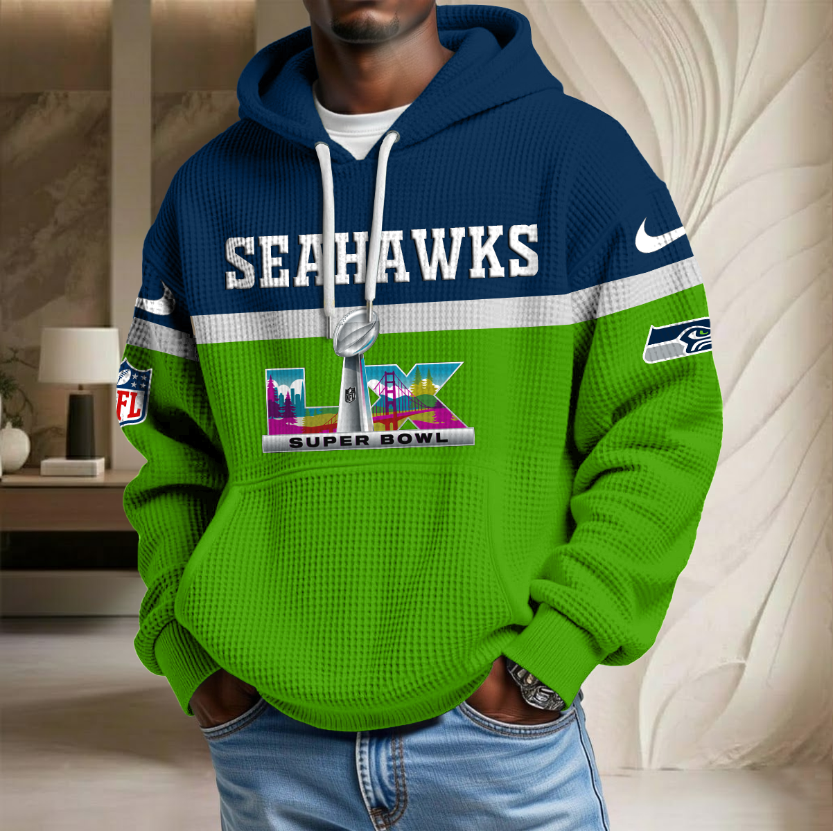 NFL x SEA SB LX Waffle Hoodie HLP HLPHUONG
