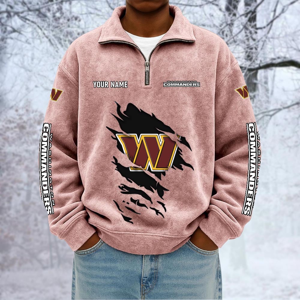 NFL x WAS Custom Name Half-zip Collar Suede Sweatshirt HLP HLPHUONG