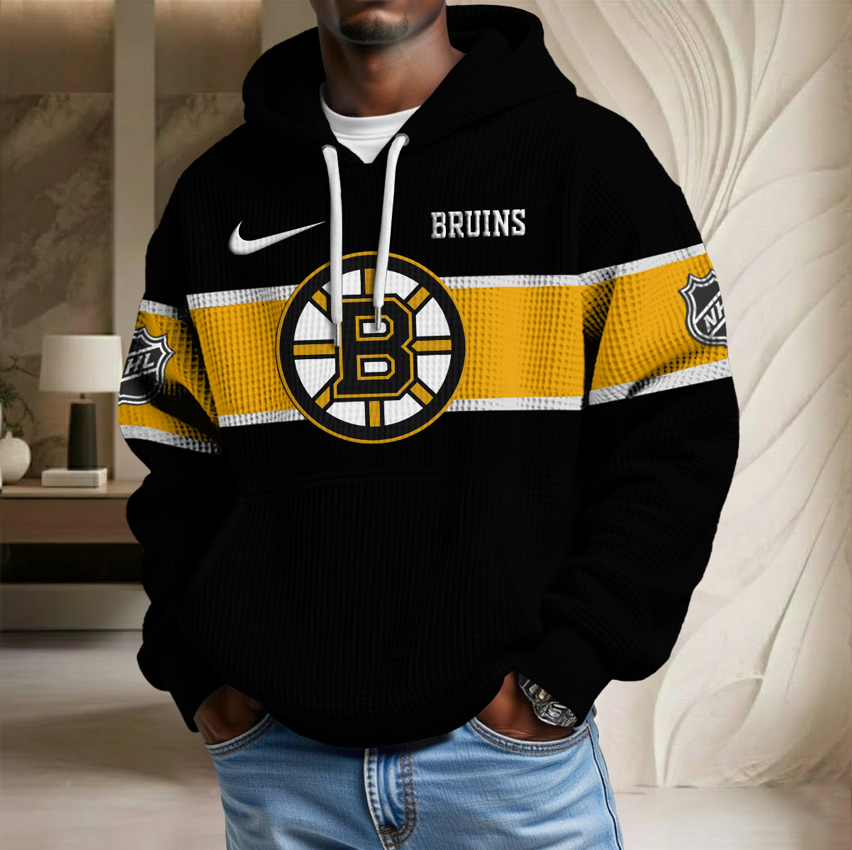 NHL x BOS Hockey Waffle Hoodie HLP HLPHUONG