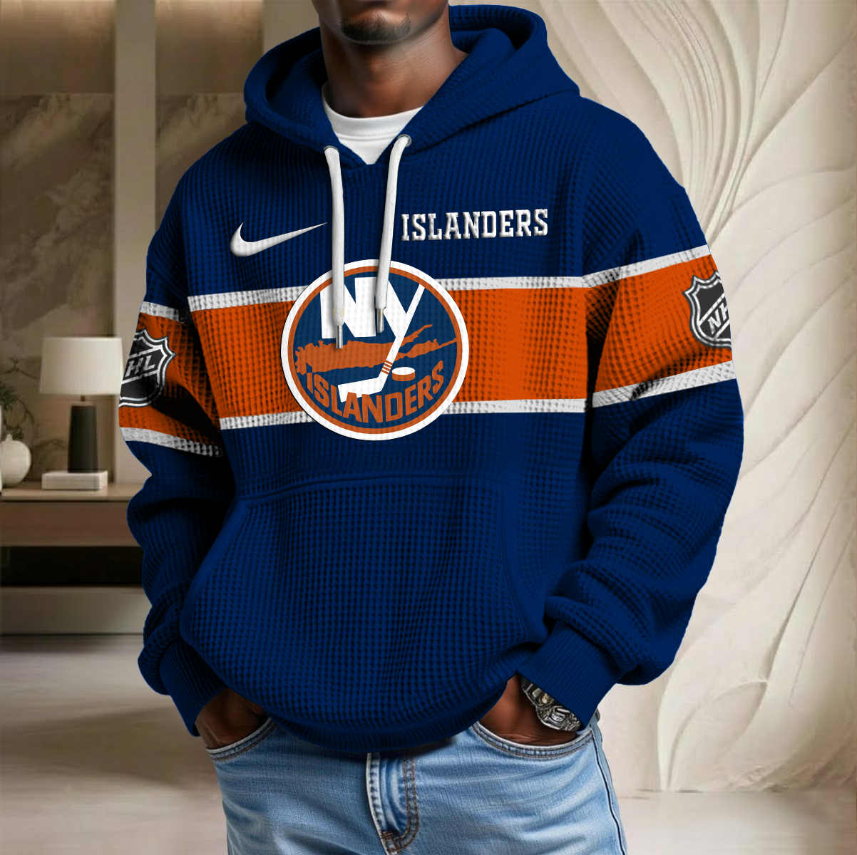 NHL x NYI Hockey Waffle Hoodie HLP HLPHUONG
