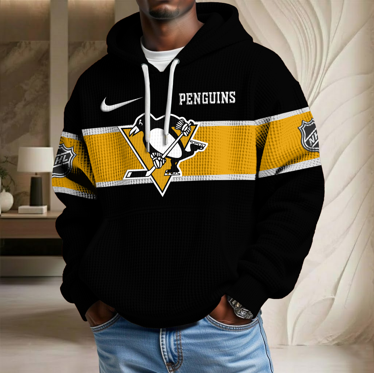 NHL x PIT Hockey Waffle Hoodie HLP HLPHUONG