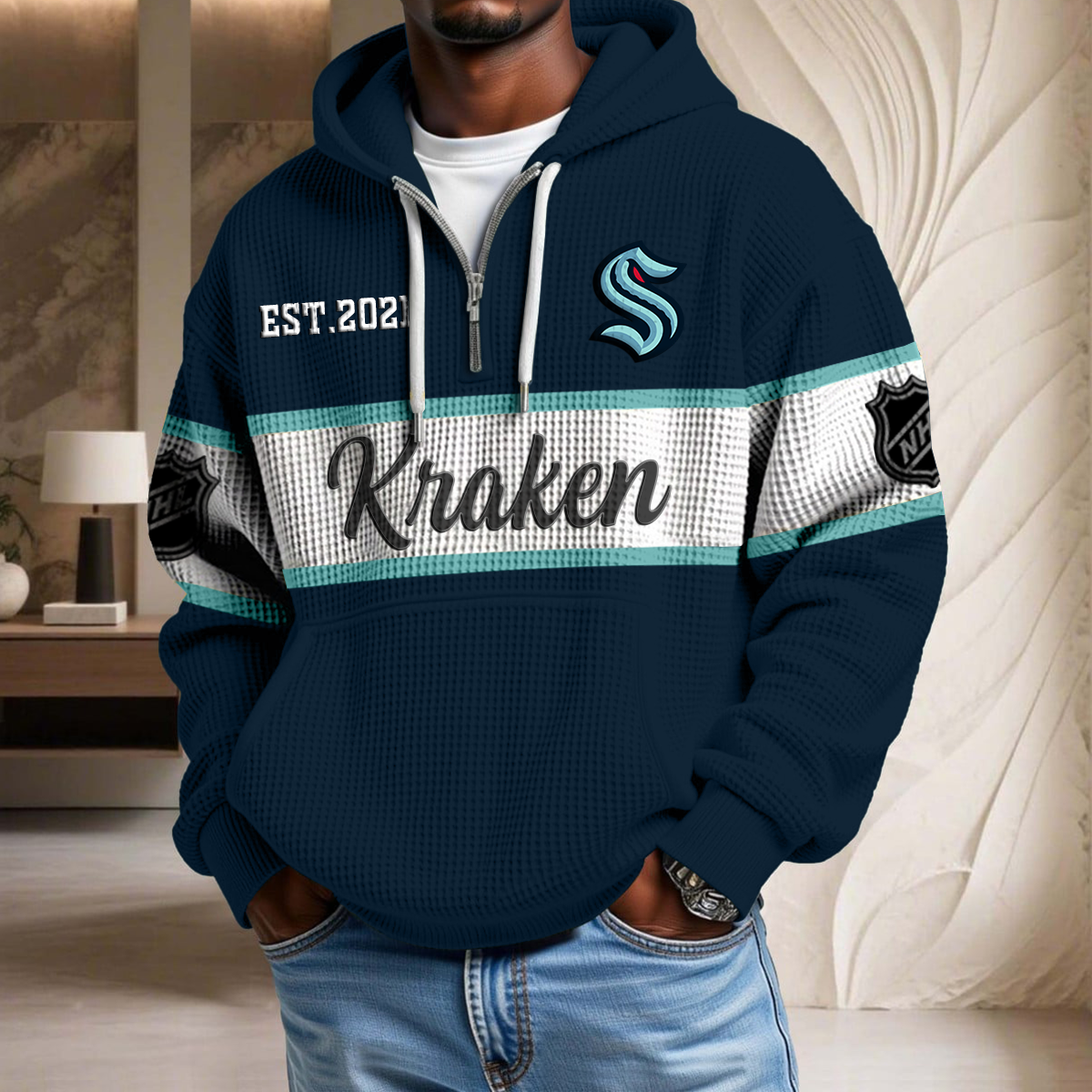NHL x SK EST Waffle Half Zip Hoodie HLP HLPHUONG