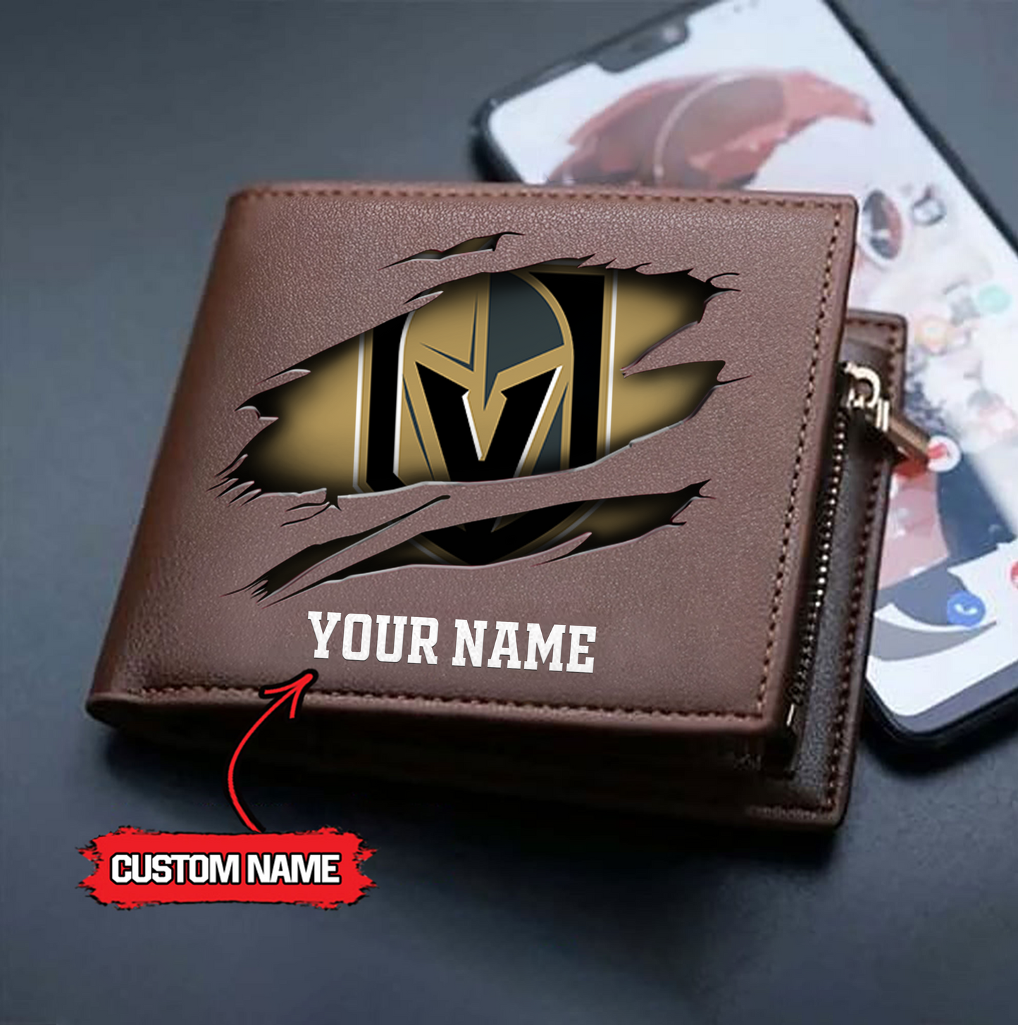 NHL x VGK Custom Name Leather Wallet HLP HLPHUONG