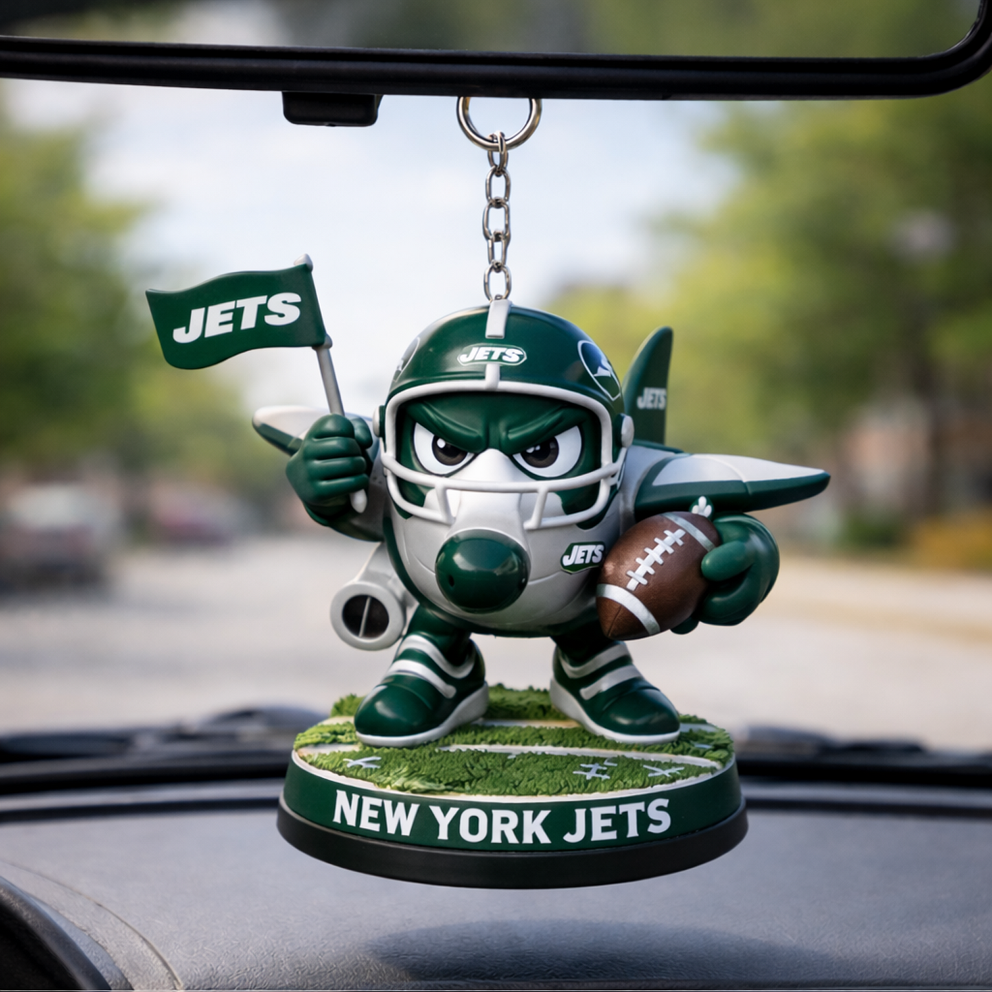 NYJ X NFL Football Mascot Car Hanging Ornament NAK NHT
