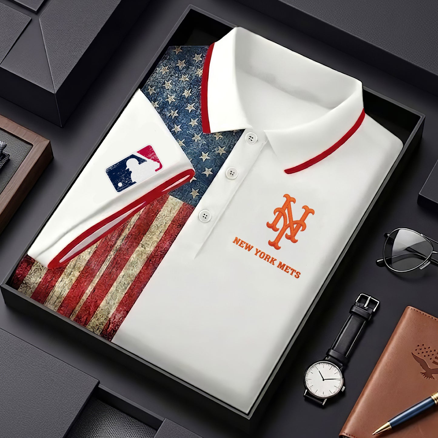 NYM x MLB US Flag Polo Shirt DDT TTTZ