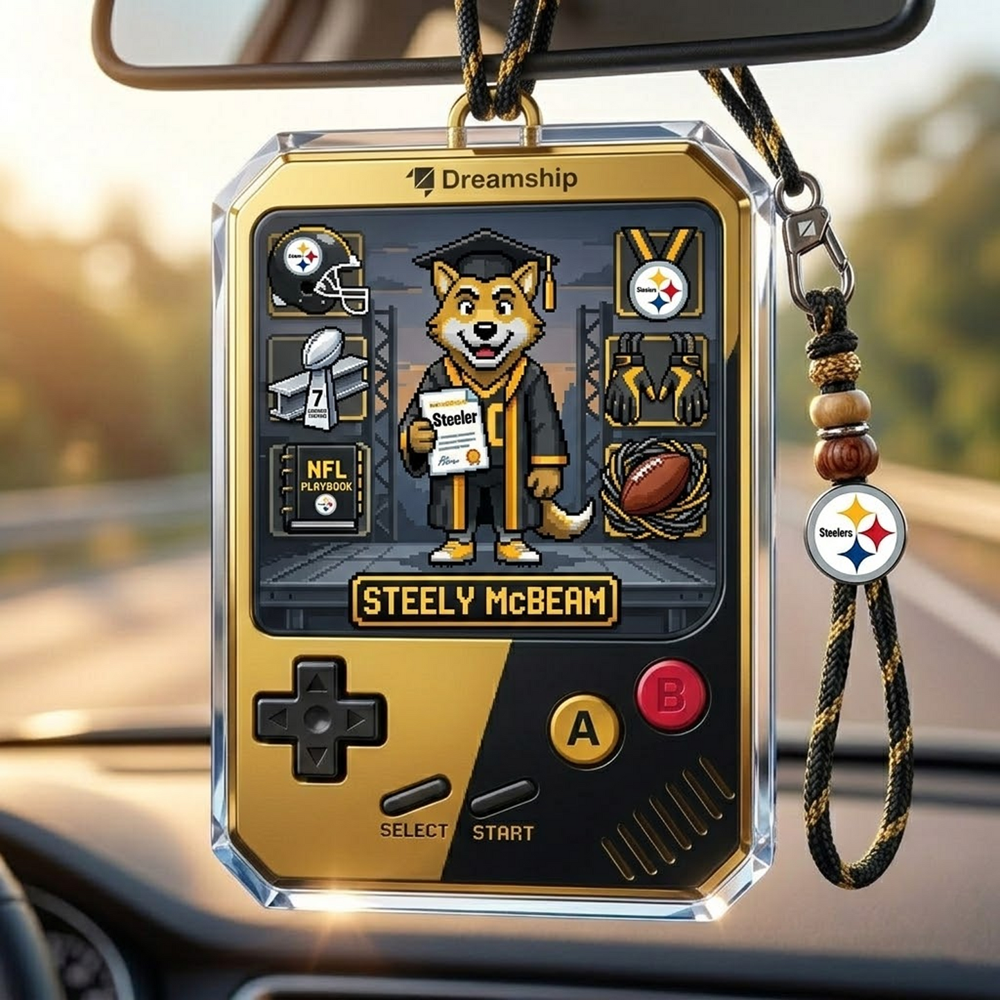 PIT X Classic NFL Football Team Name Car Ornaments NAK NHT