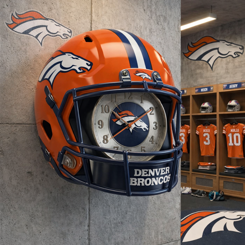 Premium NFL DEN Helmet Wall Clock V2 NMD TTV