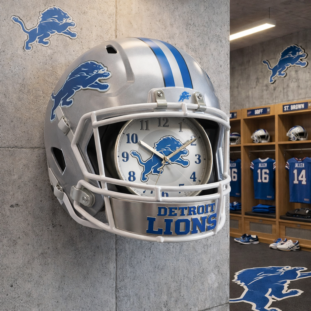 Premium NFL DET Helmet Wall Clock V2 NMD TTV