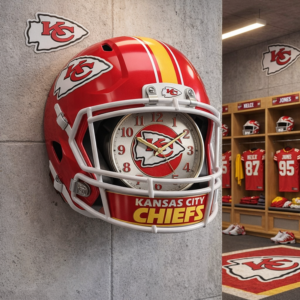 Premium NFL KC Helmet Wall Clock V2 NMD TTV