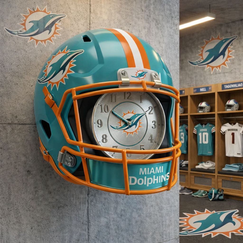 Premium NFL MIA Helmet Wall Clock V2 NMD TTV