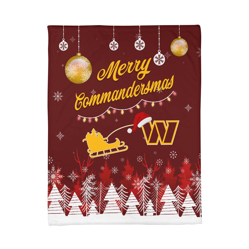 Premium NFL WAS Christmas Fleece Blanket & Throw Pillow Combo V1 NMD NHM