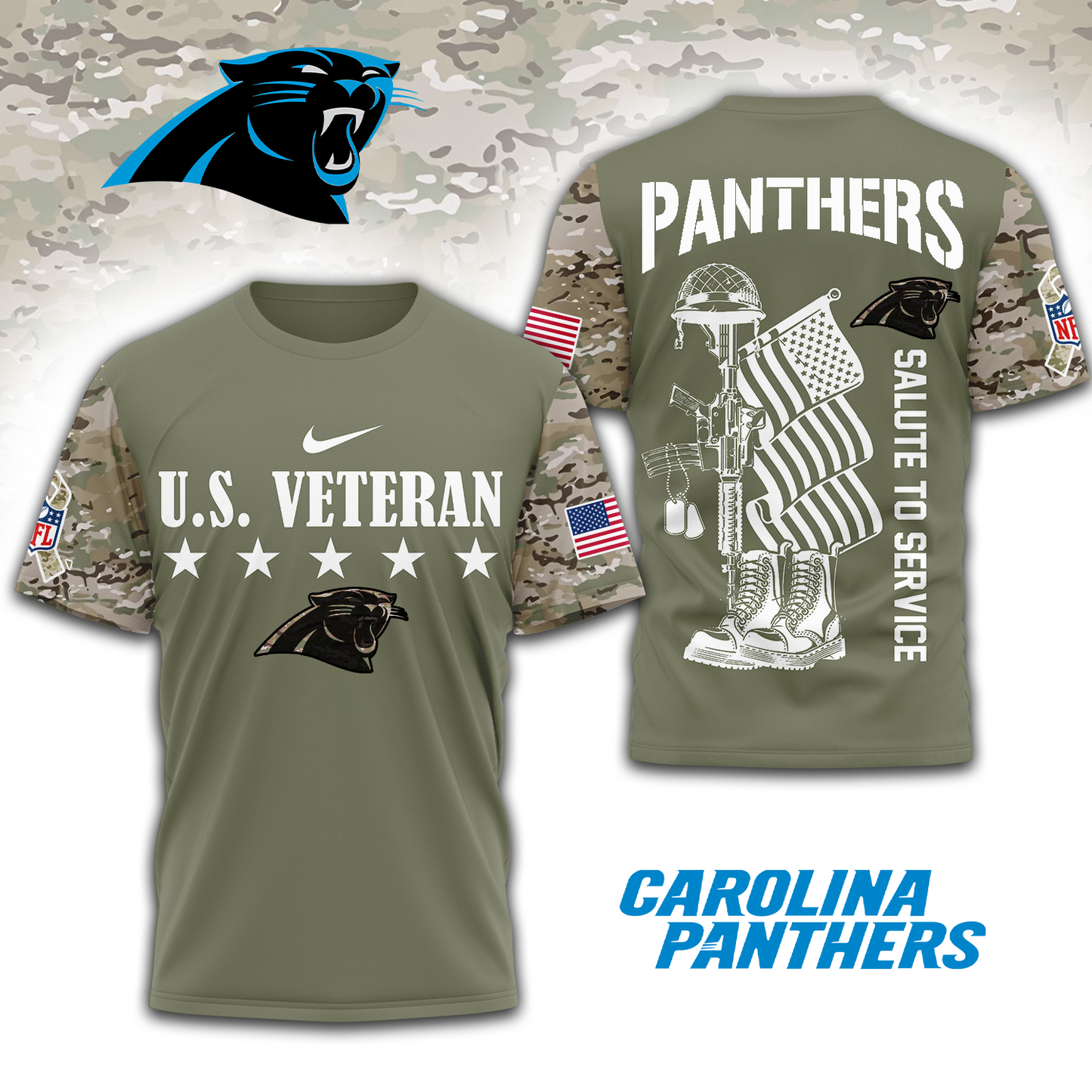 Premium NFL x CAR Salute To Service 3D Shirt DATND TANTD
