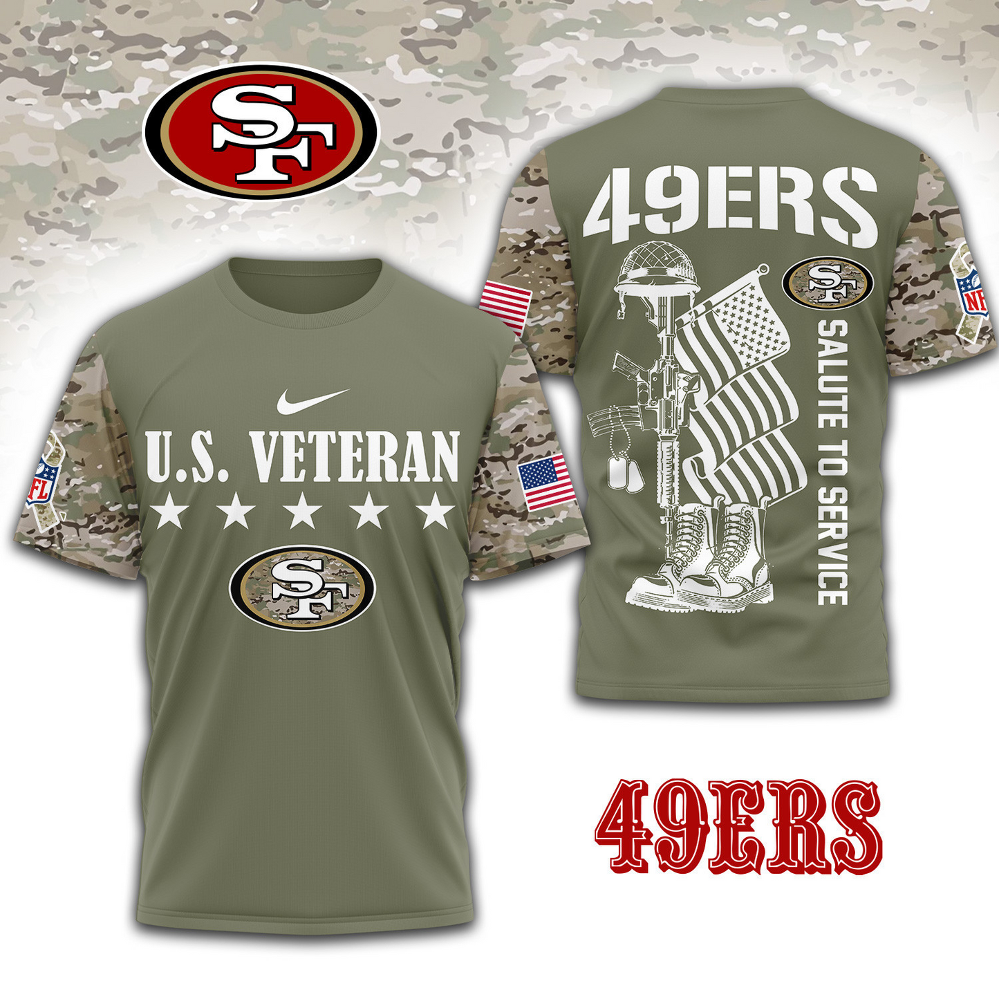 Premium NFL x SF Salute To Service 3D Shirt DATND TANTD
