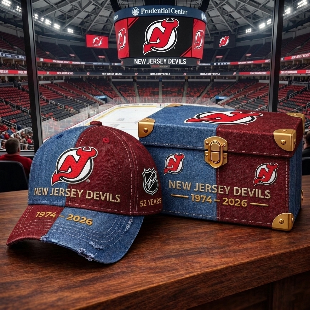 Premium NHL NJD Anniversary Vintage Two-Tone Distressed Cap V11 NMD CTKT