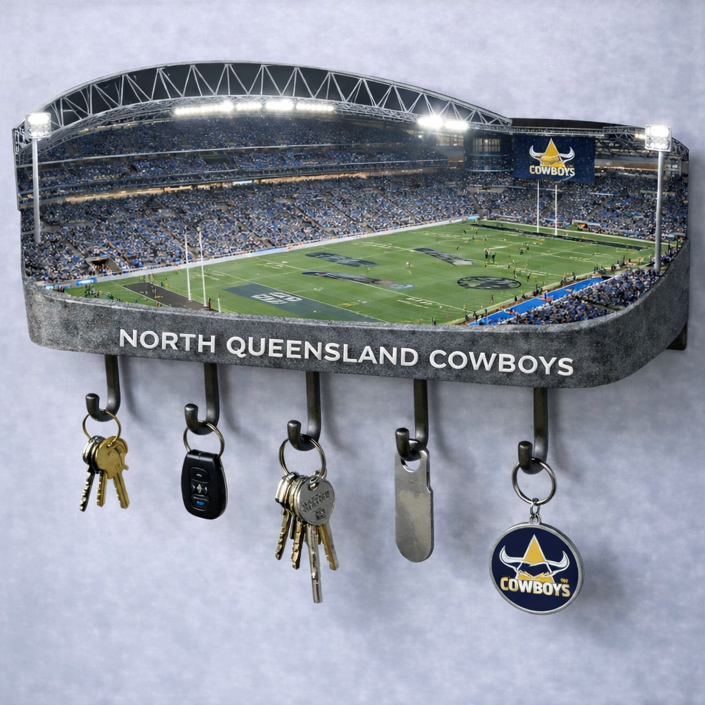 Premium NRL NQC Stadium Wood Key Hanger V1 NMD25 TTV