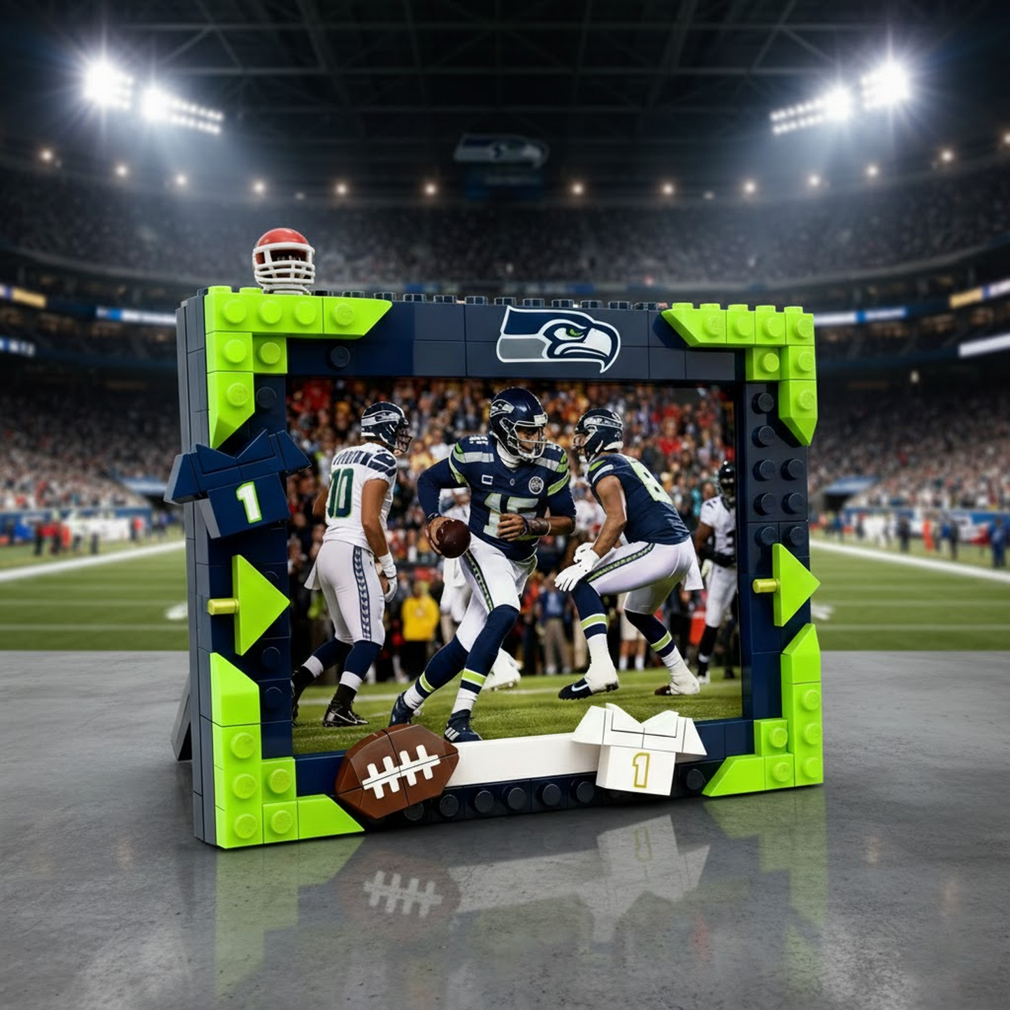 SEA X NFL Football Photo Frame Building Set Compatible Display Gift For Fans NAK NHT