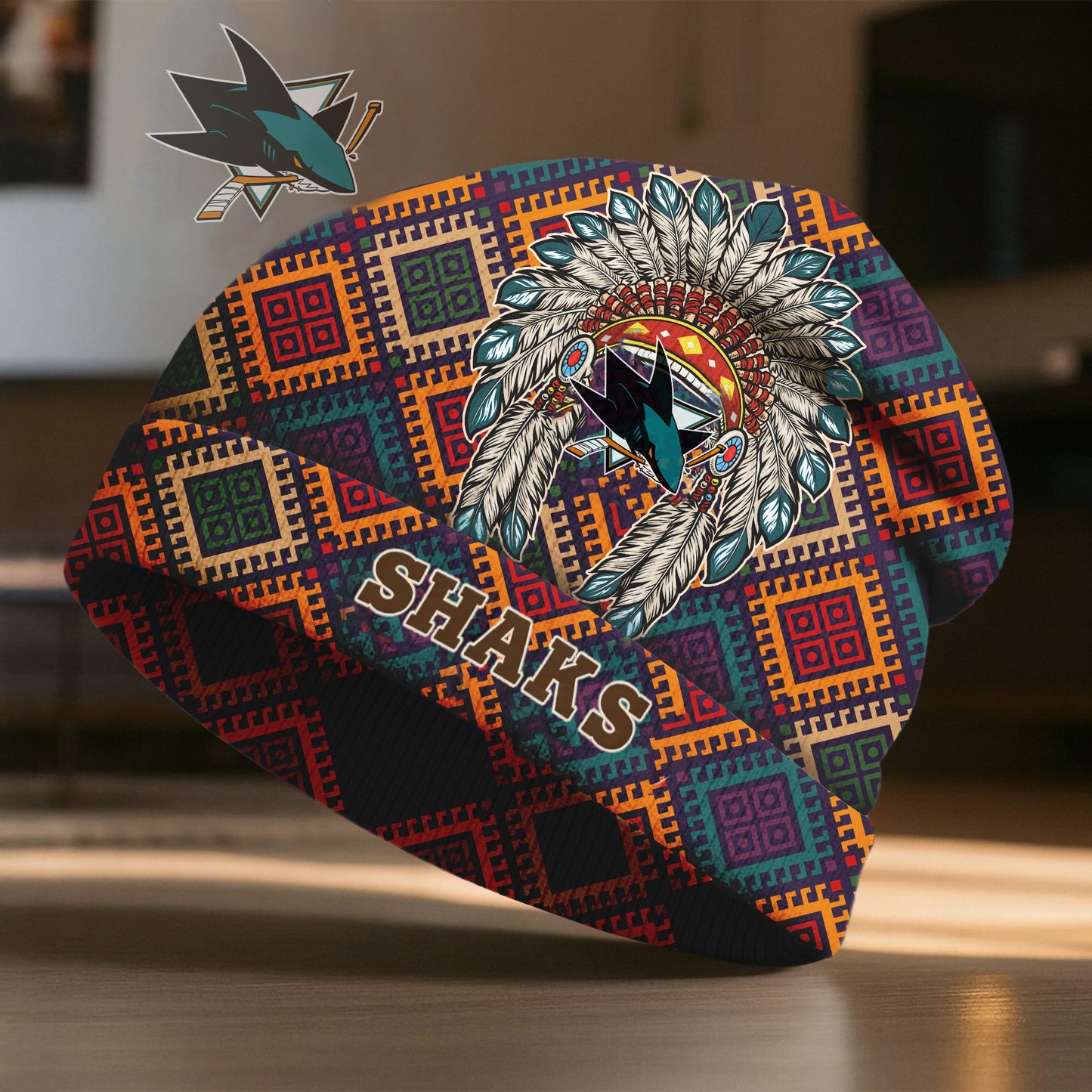 SJS x Premium NHL Native American Heritage Beanie Hat NY NAK CTKT