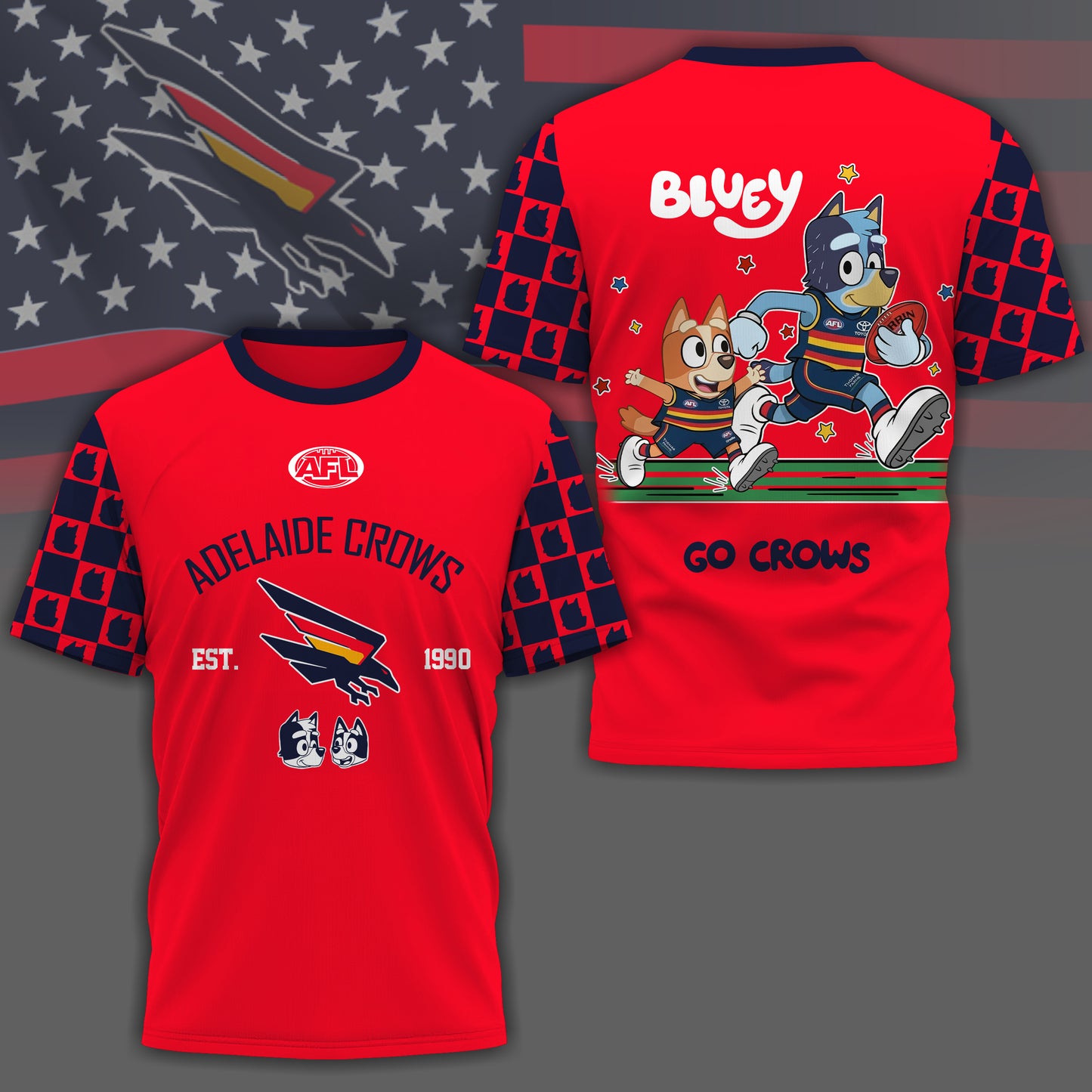 AC x AFL Premium Bluey 3D Shirt DDT TTTZ